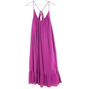 GAP Cotton Gauze Midi Dress Sleeveless Crinkle Textured Magenta Purple Size L
